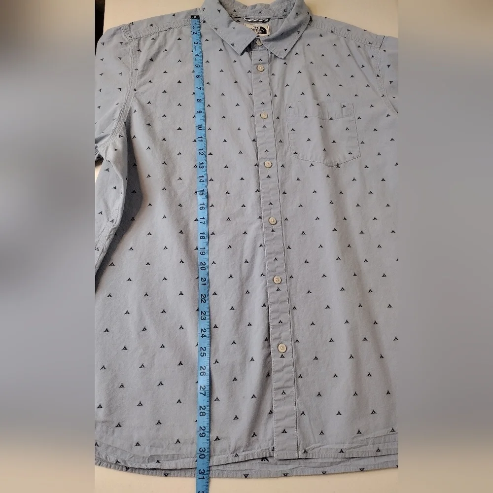 The North Face Blue Patterned Short Sleeve Button Down Shirt Sz XXL